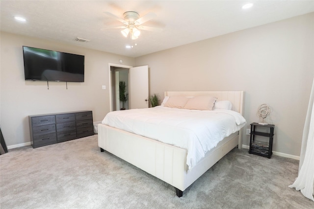 9106 Gustine Ln, Houston, TX 77031 - carpeted bedroom with recessed lighting and ceiling fan