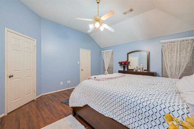 10323 Emerald Pine Dr, Houston, TX 77070 - bedroom with vaulted ceiling, wood finished floors, and a ceiling fan