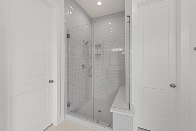 12814 Forest Garden Ct, Conroe, TX 77302 - full bath with a stall shower and recessed lighting