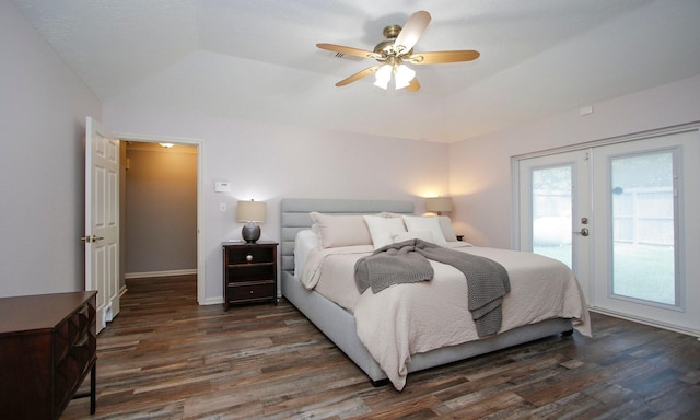 2102 Candy St, Pinehurst, TX 77362 - bedroom featuring access to exterior, wood finished floors, french doors, and a ceiling fan