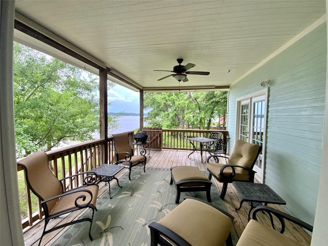 194 Plum Tree Cir, Livingston, TX 77351 - wooden deck with ceiling fan
