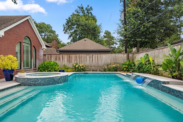 12927 Finch Brook Dr, Cypress, TX 77429 - view of pool with a pool with connected hot tub and a fenced backyard