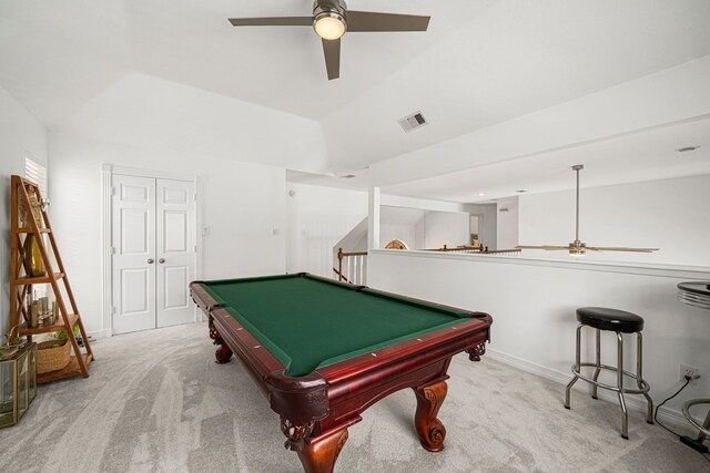 12927 Finch Brook Dr, Cypress, TX 77429 - recreation room with ceiling fan, carpet flooring, and pool table