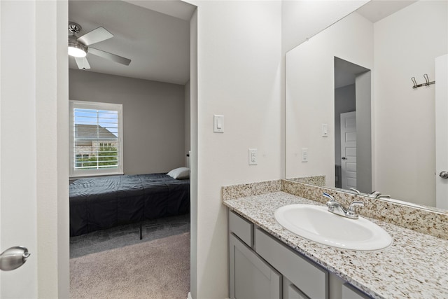 19011 Festival Hill Ct, Cypress, TX 77433 - ensuite bathroom with vanity and a ceiling fan