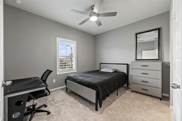 19011 Festival Hill Ct, Cypress, TX 77433 - bedroom with light colored carpet, an office area, and ceiling fan
