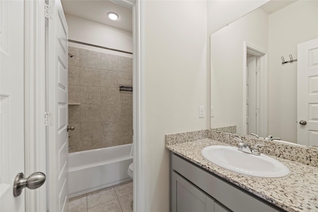 19011 Festival Hill Ct, Cypress, TX 77433 - bathroom featuring vanity, tile patterned floors, and tub / shower combination