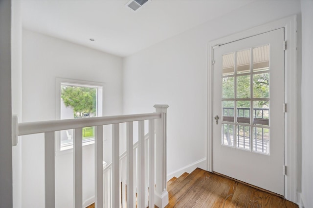 2037 Banks, Houston, TX 77098 - hallway with an upstairs landing and wood finished floors