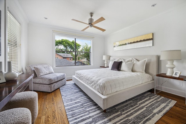 2037 Banks, Houston, TX 77098 - bedroom featuring ornamental molding, wood finished floors, and ceiling fan