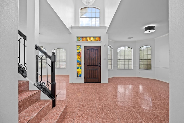 5110 Scottline Dr, Pasadena, TX 77505 - foyer entrance with granite tiled floors and stairs