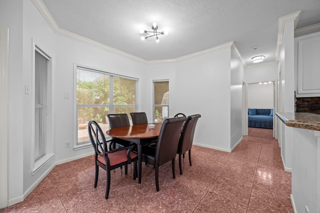 5110 Scottline Dr, Pasadena, TX 77505 - dining room featuring ornamental molding, tile patterned floors, and a textured ceiling