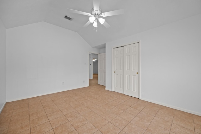 5110 Scottline Dr, Pasadena, TX 77505 - unfurnished bedroom featuring lofted ceiling, a closet, and a ceiling fan
