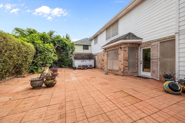 5110 Scottline Dr, Pasadena, TX 77505 - view of patio with a shed