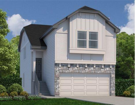 2950 Park Hill Ln, Stafford, TX 77477 - view of front of home featuring stone siding, board and batten siding, a garage, and driveway