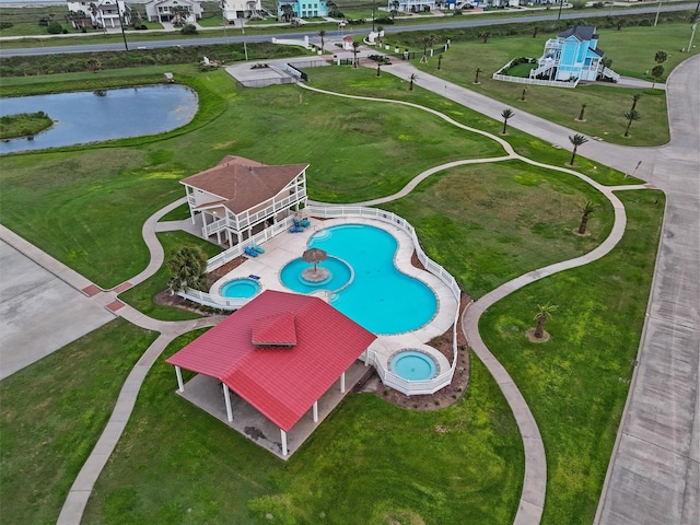 21330 Scissor Tail Ln, Galveston, TX 77554 - bird's eye view of a pool and a nearby body of water
