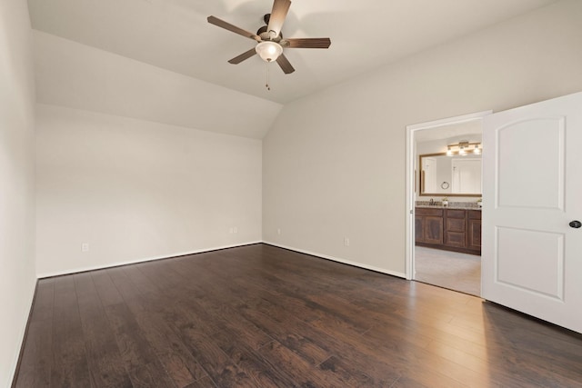 4211 Ponderosa Hills Ln, Katy, TX 77494 - additional living space featuring a ceiling fan, dark wood-type flooring, and vaulted ceiling