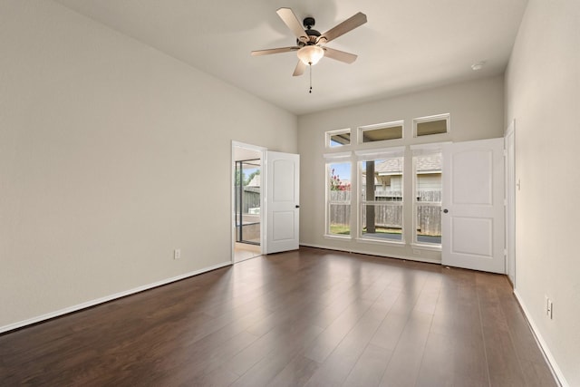 4211 Ponderosa Hills Ln, Katy, TX 77494 - unfurnished room with ceiling fan and dark wood-style flooring