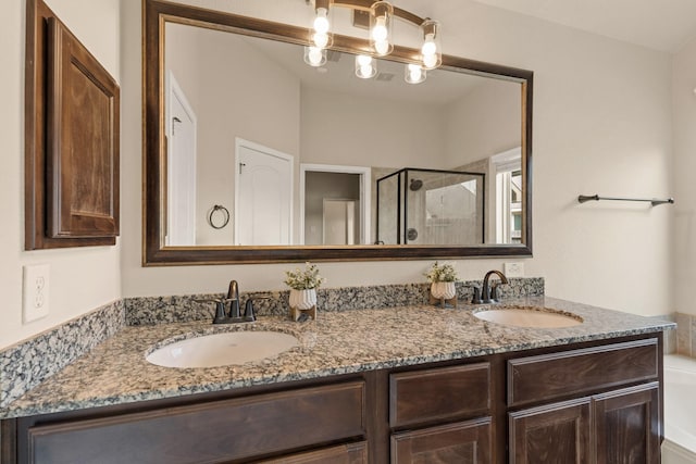 4211 Ponderosa Hills Ln, Katy, TX 77494 - full bathroom featuring a shower stall and double vanity