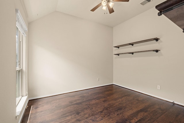 4211 Ponderosa Hills Ln, Katy, TX 77494 - empty room with ceiling fan, wood finished floors, and lofted ceiling