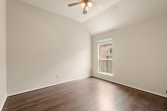 4211 Ponderosa Hills Ln, Katy, TX 77494 - spare room with a ceiling fan, dark wood-type flooring, and vaulted ceiling
