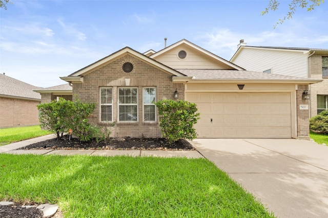 7622 Crestbrook Manor Ln, Cypress, TX 77433 - ranch-style house with brick siding, a garage, and concrete driveway
