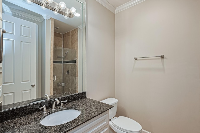 2616 Helena St, Houston, TX 77006 - full bathroom featuring vanity, crown molding, and a shower stall