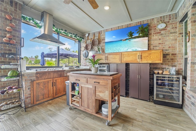 13526 Wedgewood Thicket Way, Cypress, TX 77429 - view of patio with exterior kitchen, wine cooler, and ceiling fan