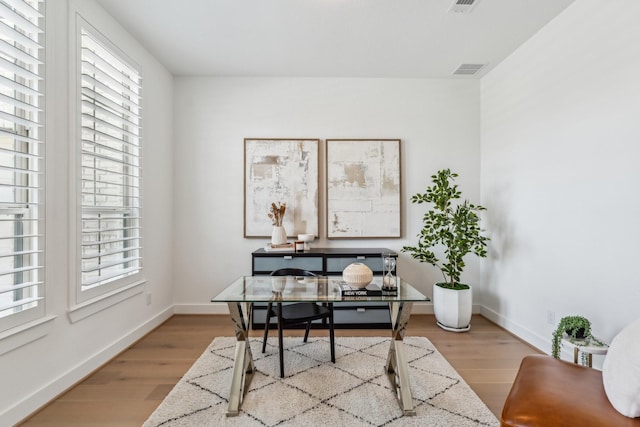 21514 Sunny Riverbank Cir, Cypress, TX 77433 - home office featuring plenty of natural light and wood finished floors