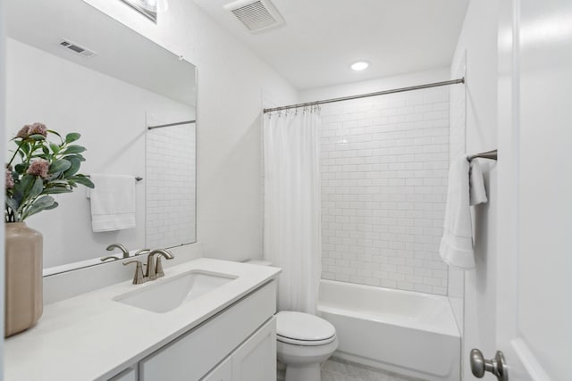 21514 Sunny Riverbank Cir, Cypress, TX 77433 - bathroom featuring vanity, shower / bathtub combination with curtain, and recessed lighting