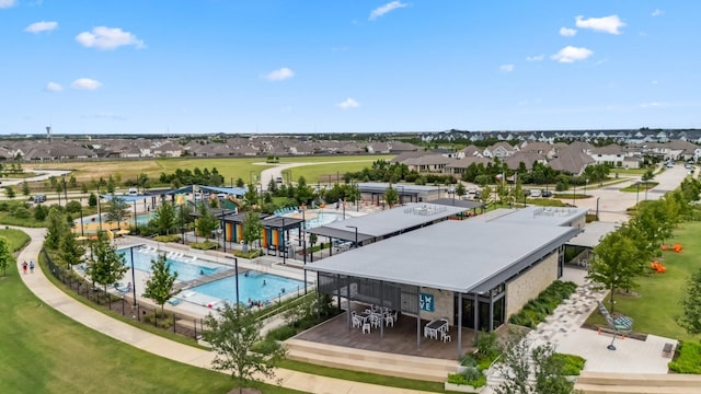 21514 Sunny Riverbank Cir, Cypress, TX 77433 - aerial perspective of suburban area with a pool area