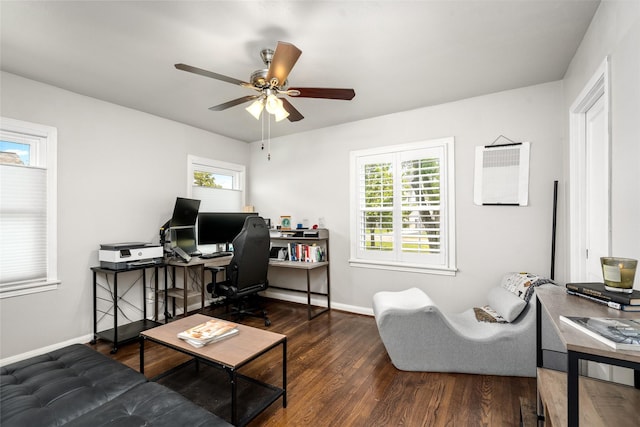208 W 34th St, Houston, TX 77018 - office area with wood finished floors and ceiling fan