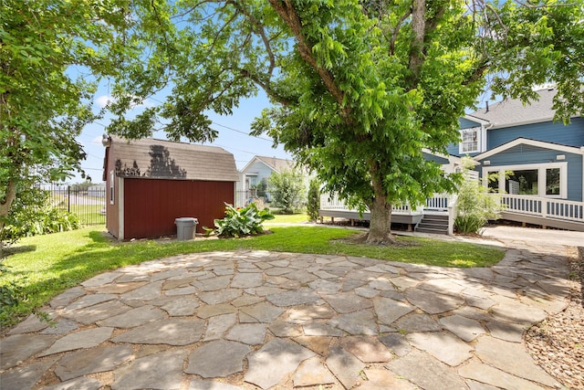 208 W 34th St, Houston, TX 77018 - view of patio with a shed and a wooden deck