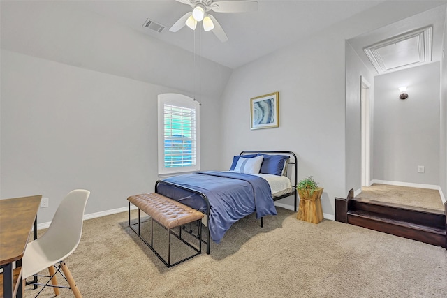 1107 Rymers Switch Ln, Friendswood, TX 77546 - bedroom featuring attic access, carpet, ceiling fan, and lofted ceiling