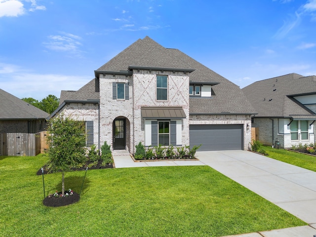 910 Hooks Trl, League City, TX 77573 - french country inspired facade featuring brick siding, a shingled roof, and concrete driveway
