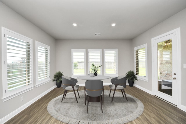 1831 Golden Cape Dr, Katy, TX 77494 - dining area with healthy amount of natural light, dark wood-type flooring, and recessed lighting