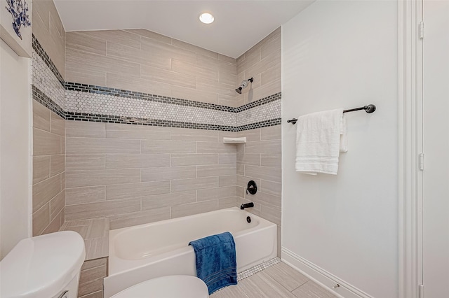 1714 Maux Dr, Houston, TX 77043 - full bathroom featuring  shower combination, recessed lighting, and tile patterned flooring