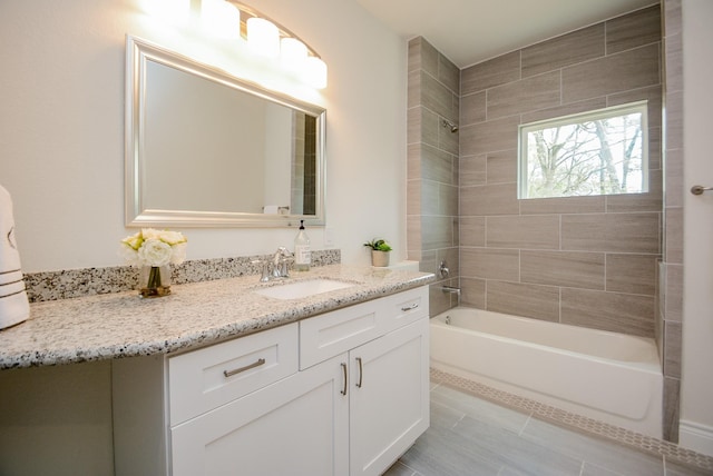 803 Cherokee Dr, Conroe, TX 77316 - bathroom with vanity, shower / bath combination, and tile patterned flooring