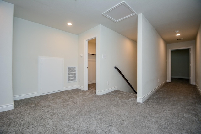 803 Cherokee Dr, Conroe, TX 77316 - empty room featuring carpet flooring, recessed lighting, and attic access