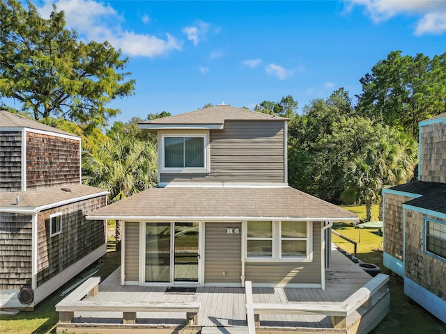 H6 The Bch Unit H6, Huntsville, TX 77320 - back of house with a wooden deck and a shingled roof