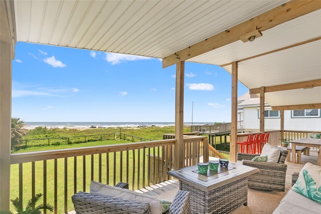 4630 Blue Water Hwy, Freeport, TX 77541 - deck with an outdoor hangout area and a water view