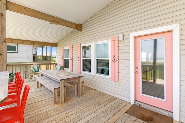 4630 Blue Water Hwy, Freeport, TX 77541 - wooden terrace with outdoor dining space