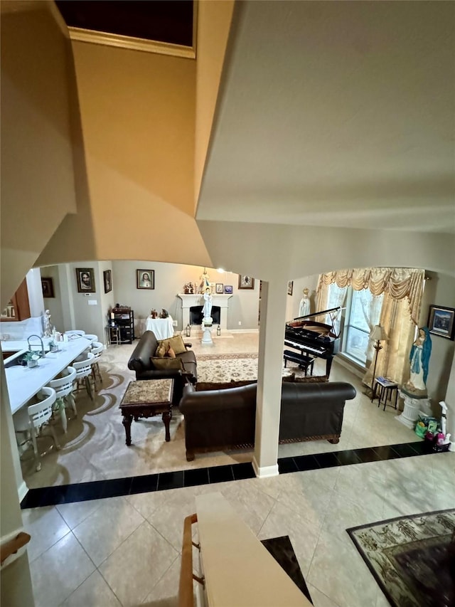 17907 Camp Cove Dr, Cypress, TX 77429 - tiled living area with inlaid floor details