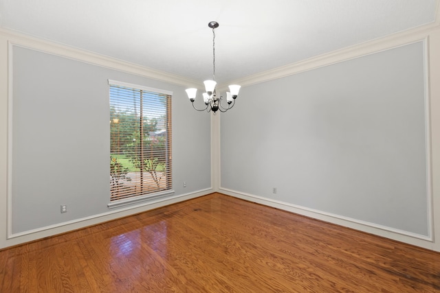 3318 Teawick Ct, Houston, TX 77068 - empty room with ornamental molding, a chandelier, and wood finished floors