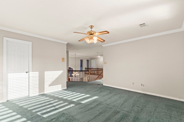 3318 Teawick Ct, Houston, TX 77068 - carpeted empty room featuring ceiling fan and crown molding