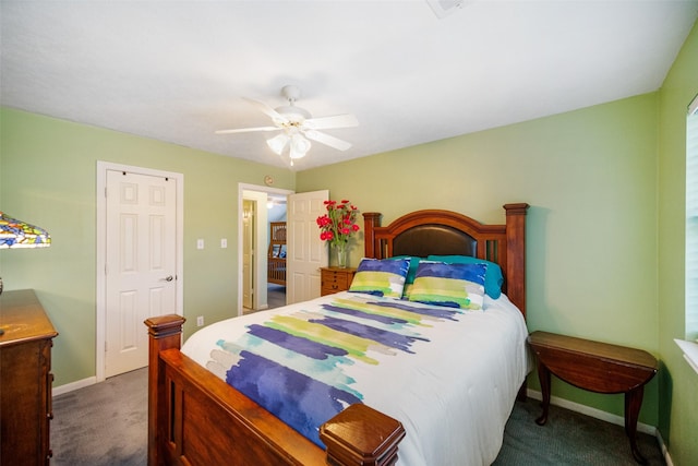 17383 Harbor Dr, Montgomery, TX 77356 - carpeted bedroom featuring baseboards and ceiling fan