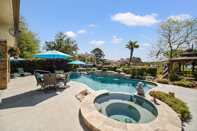 17383 Harbor Dr, Montgomery, TX 77356 - view of pool with a gazebo, a patio area, and a pool with connected hot tub