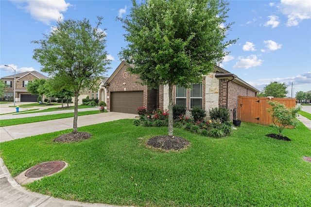 19815 Caprock Falls Ct, Cypress, TX 77433 - obstructed view of property featuring driveway, brick siding, and a front lawn