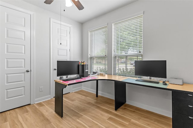 19815 Caprock Falls Ct, Cypress, TX 77433 - office featuring light wood-type flooring and a ceiling fan