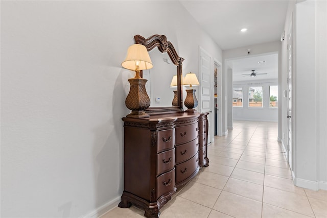 19815 Caprock Falls Ct, Cypress, TX 77433 - corridor with light tile patterned floors and recessed lighting