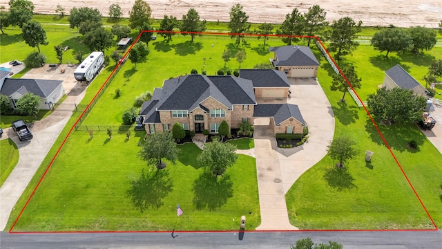 3211 Lakes Of Katy Ln, Katy, TX 77493 - aerial view of property and surrounding area with property parcel outlined