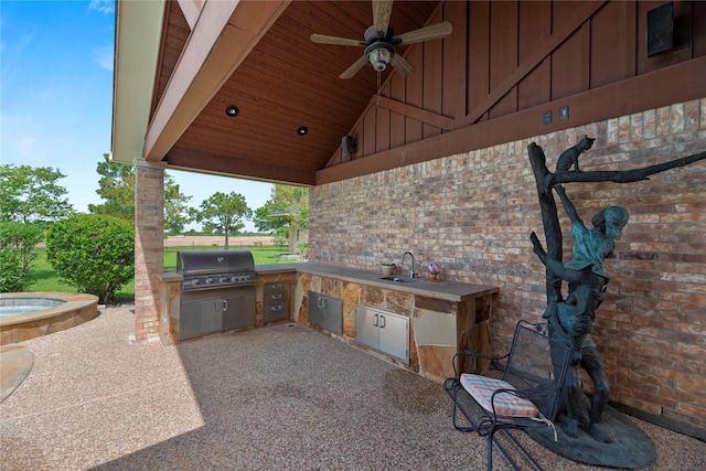 3211 Lakes Of Katy Ln, Katy, TX 77493 - view of patio / terrace featuring area for grilling and a ceiling fan